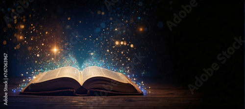 Old book with magic lights,  world book day , book day , book, world book day , book day concept photo