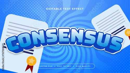 Blue yellow and white consensus 3d editable text effect - font style