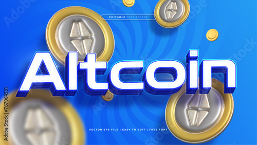 Blue white and yellow altcoin 3d editable text effect - font style