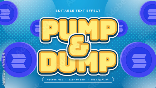 Blue yellow and purple violet pump and dump 3d editable text effect - font style