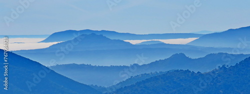 blue mountains views sierra madrid guadarrama port navacerrada fog gray distance