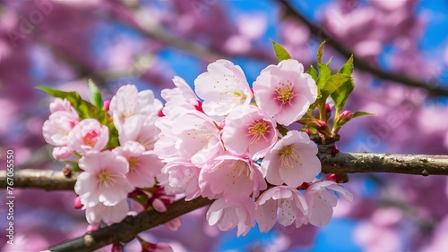 Beautiful cherry blossom  pink sakura flower in breathtaking Thailand