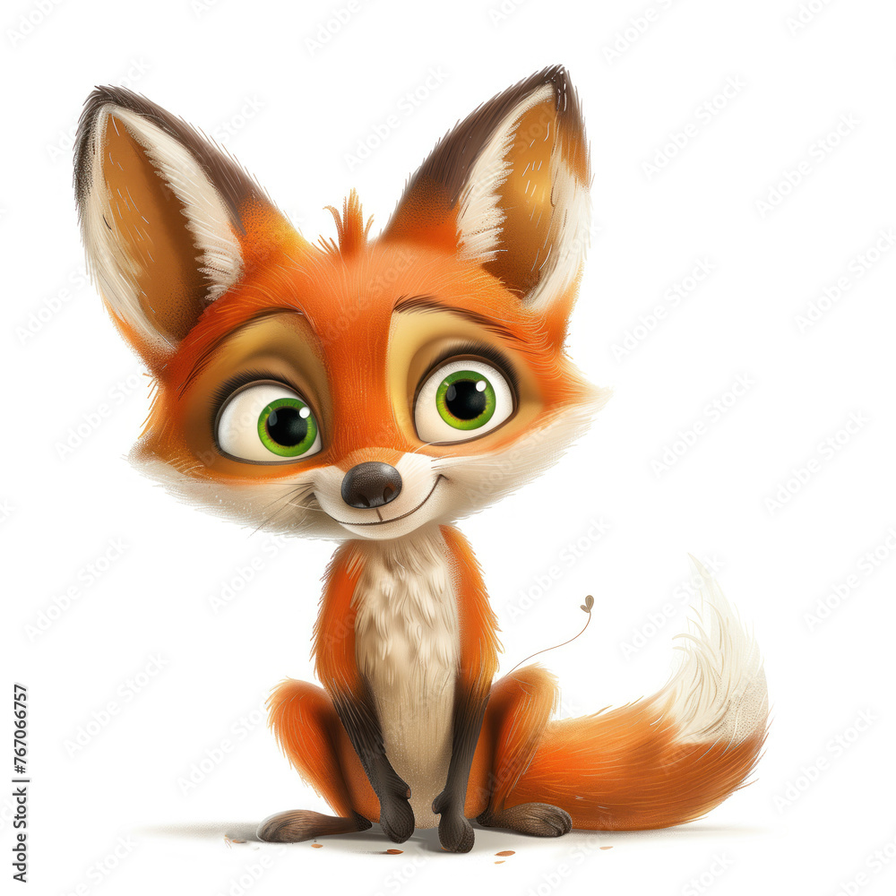 Obraz premium Cute Funny Cartoon Fox, Illustration for Children Book, Generative AI