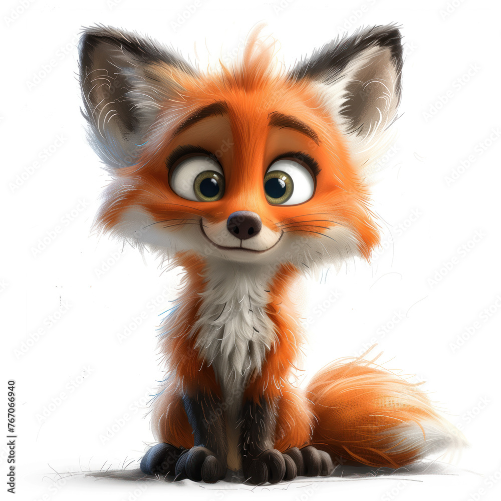 Fototapeta premium Cute Funny Cartoon Fox, Illustration for Children Book, Generative AI