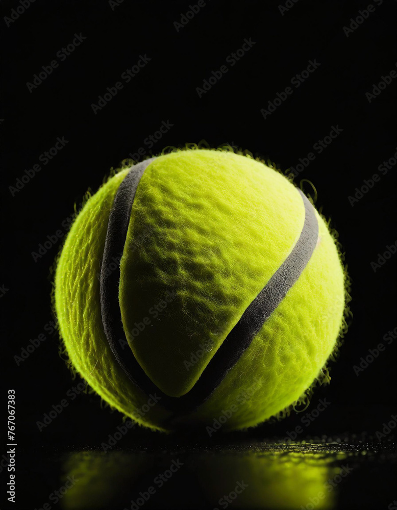 tennis ball on black background