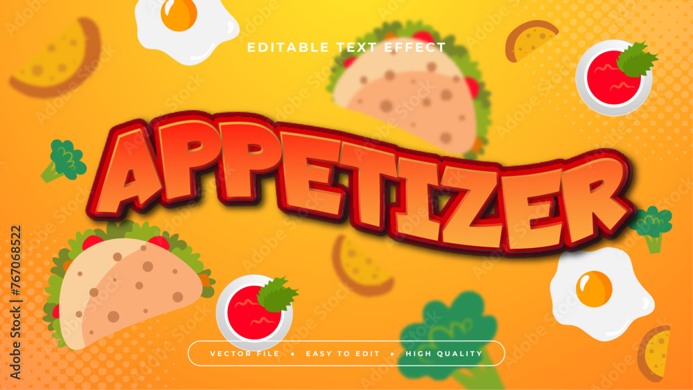 Fototapeta premium Colorful appetizer 3d editable text effect - font style