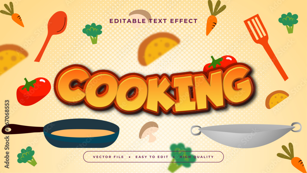 Colorful cooking 3d editable text effect - font style
