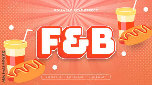 Red white and yellow FnB 3d editable text effect - font style