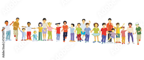 Kinder  Gruppe spielen und haben Freude, illustration