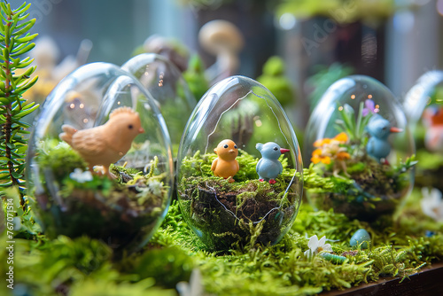 Miniature Worlds: DIY Easter Egg Terrariums with Figurines #767071514