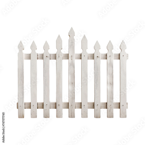 White wooden fence. Isolated on transparent background.