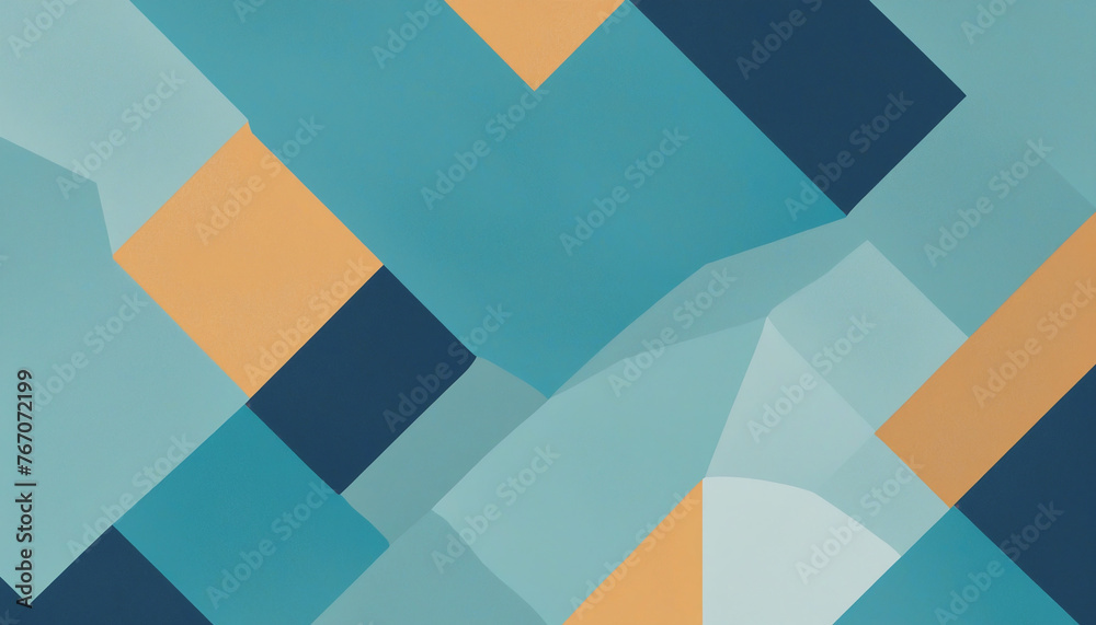 Abstract geometric composition, blue background design, 3d render colorful background