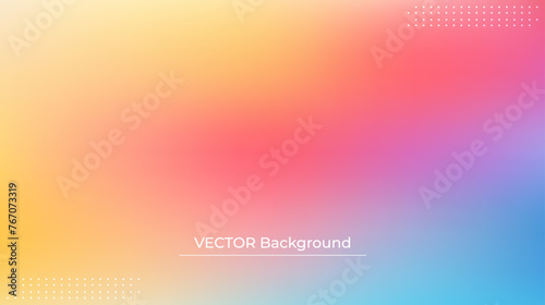 Abstract blurred gradient mesh background in bright rainbow colors. Colorful smooth banner template. Easy editable soft colored vector illustration in EPS10 without transparency.