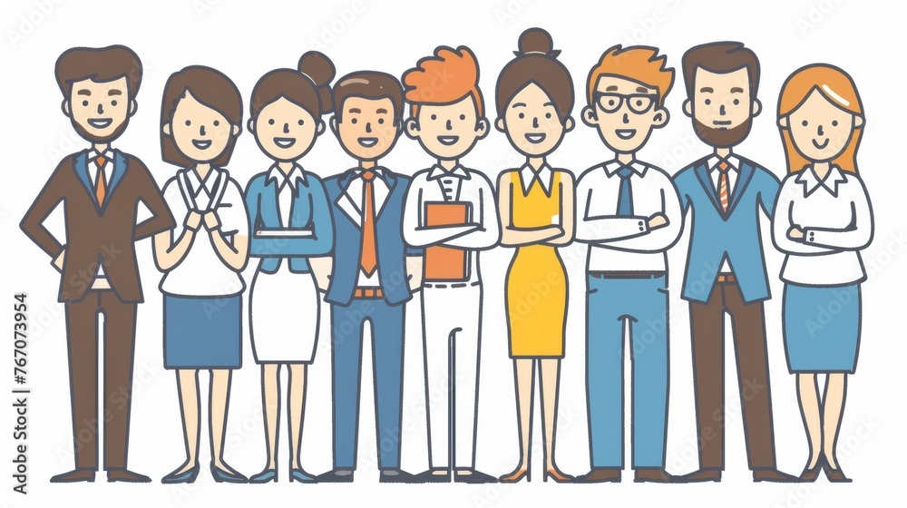 Modern illustration of business team members in flat design style. Modern illustration of business team members in flat design style.