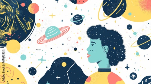 Wallpaper Mural On the wall is a woman and a man. Flat design style modern graphic illustration. Torontodigital.ca