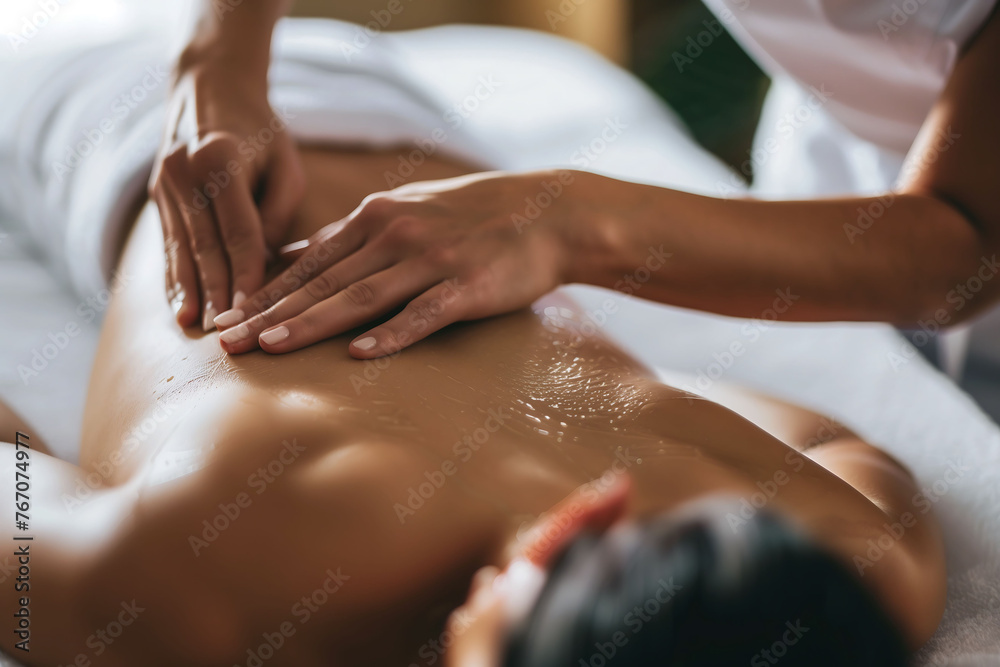 Relaxing Spa Day: Deep Tissue Massage Therapy Session - obrazy, fototapety, plakaty 