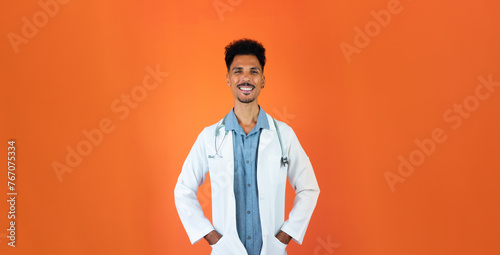 Black Young Doctor or Veterinarian Medical Resident With Stethoscope