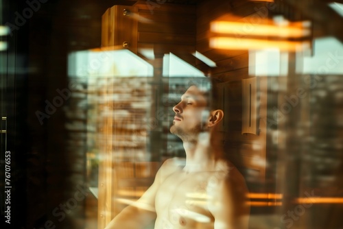 Relaxation and Wellness in a Sauna, Men in Sauna