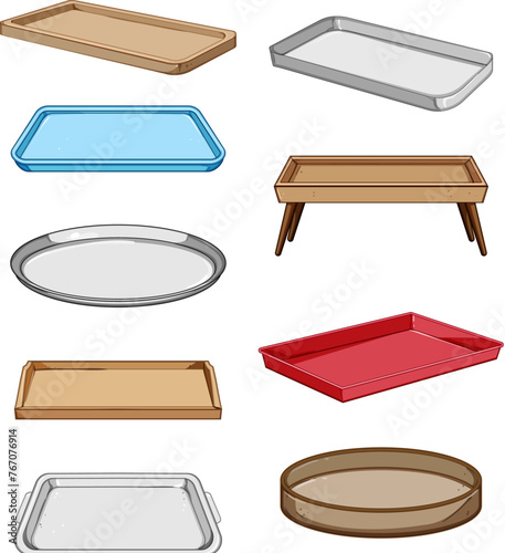 food tray set cartoon. kitchen plastic, platter dinner, dish lunch food tray sign. isolated symbol vector illustration