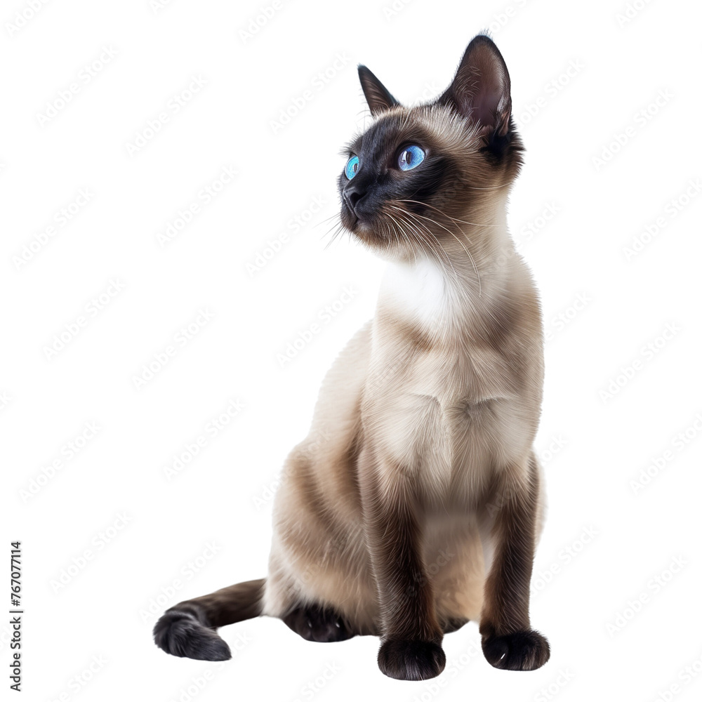 Siamese cat on a transparent background