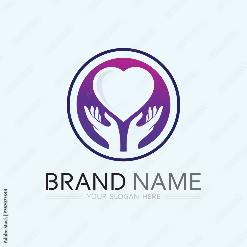 hand care logo template  vector icon business