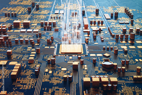 Advanced High-Tech Circuit Board Showcasing Rapid Data Transfer and Connectivity