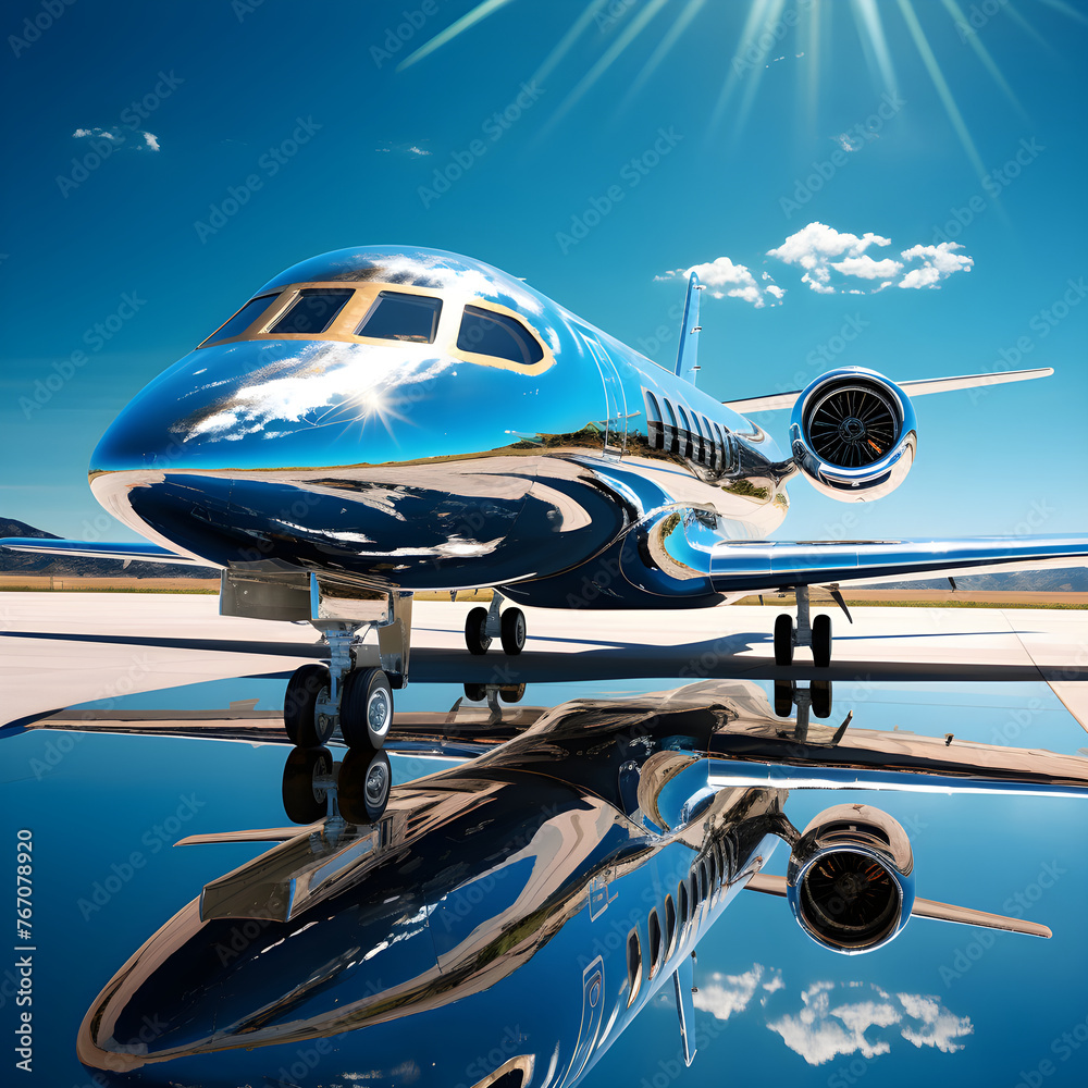 Sleek Airplane Under Brilliant Blue Sky - A Symbol of Innovation and the Spirit of Exploration