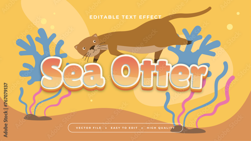 Blue orange and brown sea otter 3d editable text effect - font style