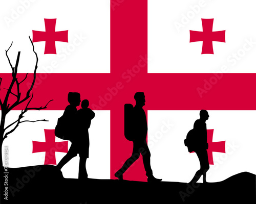 Immigration and refugees front of Georgia flag, immigrant and refugee concept