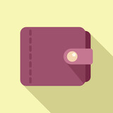 Cash leather wallet icon flat vector. Online store buy. Market service order