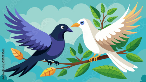 a-dove-and-a-crow-sharing-a-branch