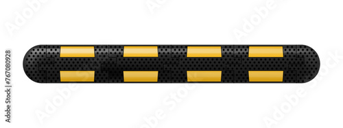 Speed bump element or obstacle on the road to reduce speed on the road. Sleeping policeman. Road safety regulations. Lying Policeman isolated on white. Traffic rules concept. Realistic 3d vector illus