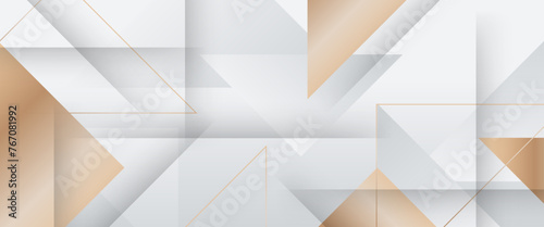 White and gold minimal geometric shape abstract banner. For business banner, formal backdrop, prestigious voucher, luxe invite, wallpaper and background