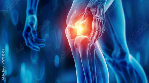 knee with pain and illustration