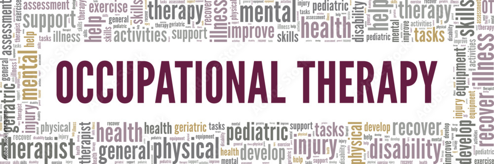 Occupational Therapy word cloud conceptual design isolated on white background. Occupational Therapy word cloud conceptual design isolated on white background.