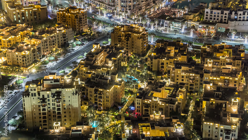 Top view of the central area of the city timelapse Dubai downtown