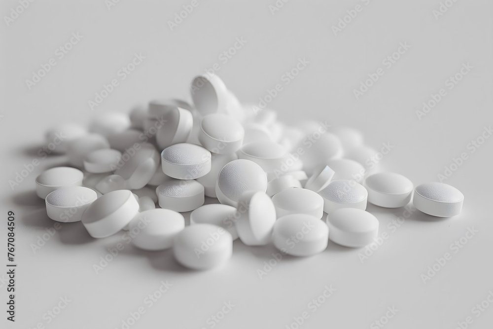 Scattered Pills on Light Background with Minimalist Aesthetic Scattered Pills on Light Background with Minimalist Aesthetic
