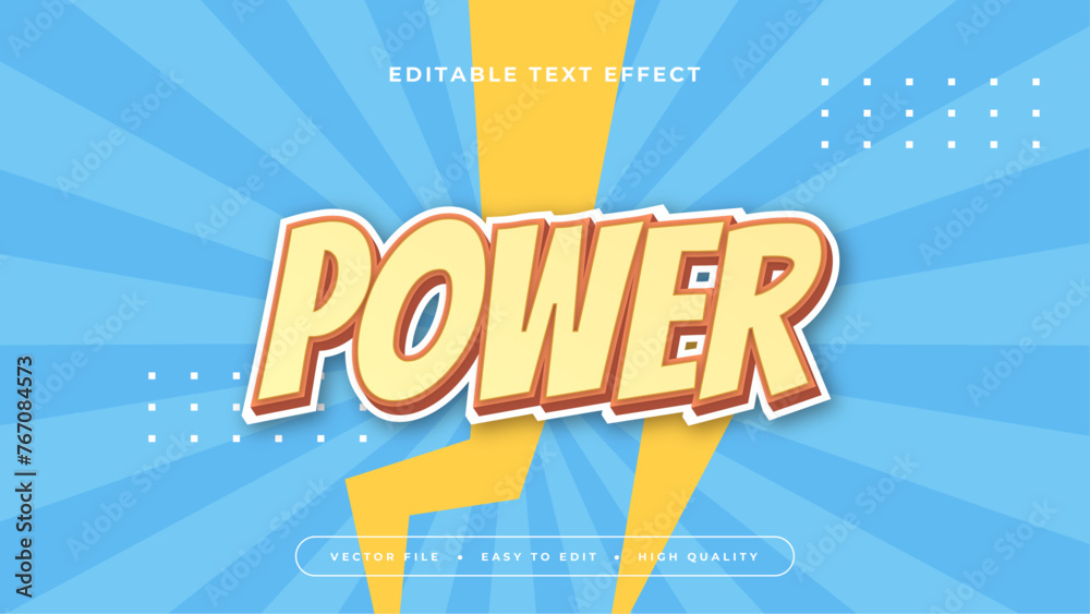 Blue orange and yellow power 3d editable text effect - font style