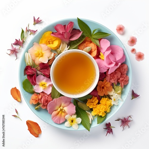 Beautiful Floral Tea Blends isolated on white background 