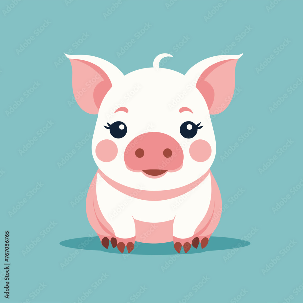 Cute pig cartoon illustration vector design