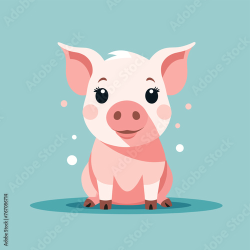 Cute pig cartoon illustration vector design