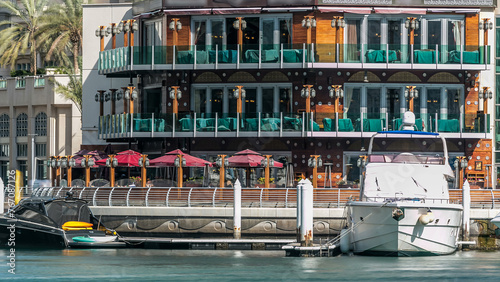 Photography Promenade and restaurants timelapse at the marina walk, During day time