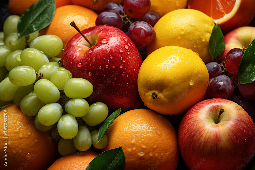 AI generated image of fresh organic eco fruits isolated on black background AI generated image of fresh organic eco fruits isolated on black background