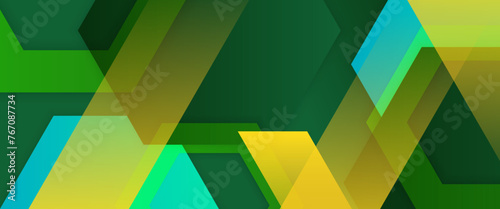 Green blue and yellow abstract banner with shapes. For business banner, formal backdrop, prestigious voucher, luxe invite, wallpaper and background