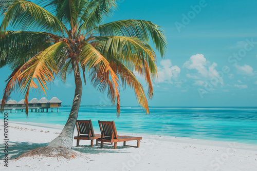 AI generated image of a beautiful amazing view on the sea blue lagoon tropical beach