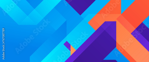 Orange blue and purple violet abstract banner with shapes. For business banner, formal backdrop, prestigious voucher, luxe invite, wallpaper and background