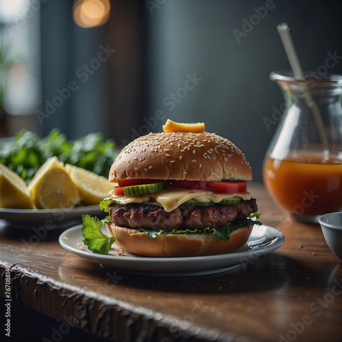 hamburger and fries