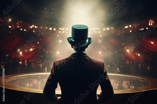 Movie scene stylized picture image made with Generative AI tools amazing circus performance actor trick tent photo