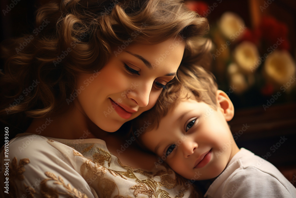 Lovable little child with his her mom dad happy family mother father day celebration Generative AI Lovable little child with his her mom dad happy family mother father day celebration Generative AI