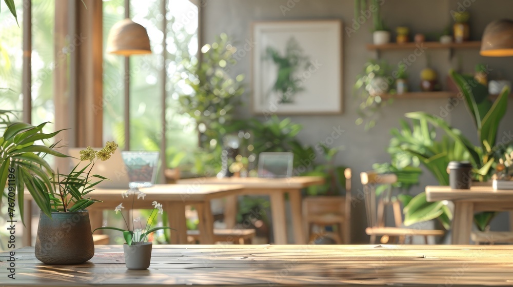 3D Blender summer cafe scene where digital nomads work remotely